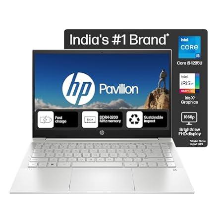 HP Pavilion, 12th Gen Intel Core i5-1235U, 16GB DDR4, 512GB SSD, (Win 11, Office 21, Silver, 1.41kg) IPS, BrightView, 14-inch(35.6cm) FHD Laptop, Intel Iris Xe Graphics, HD camera, Backlit KB,dv2014TU